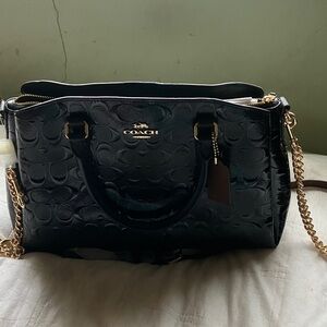 Coach Black Embossed Leather Satchel